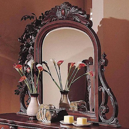 Curved Crown Carved Crest Dresser Mirror